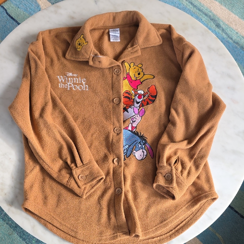 Disney Winnie the Pooh Fleece Shirt Jacket - Brown with Multicolor Embroidery